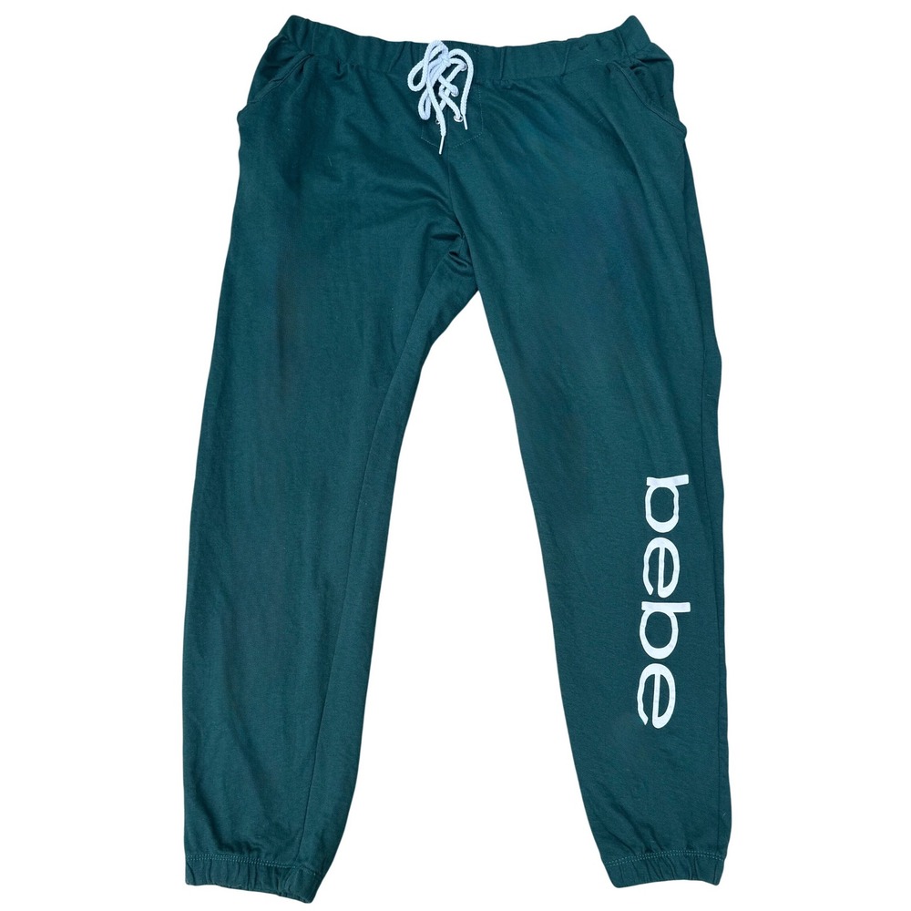 Bebe Sleepwear Joggers Dark Green Logo Lounge Pants Womens 2X